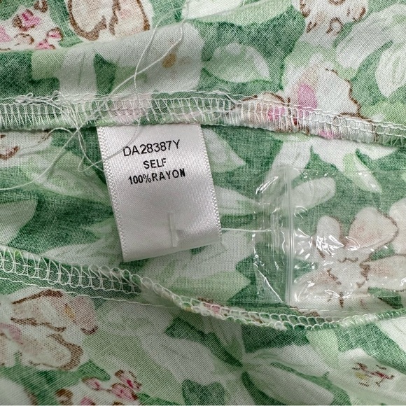 French violet boutique balloons sleeves Floral Green and Pink mini  Dress L - Picture 7 of 13